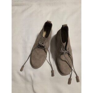 Hush Puppies Suede Chukka Desert Boots Taupe Gray Lace Up Casual Comfort